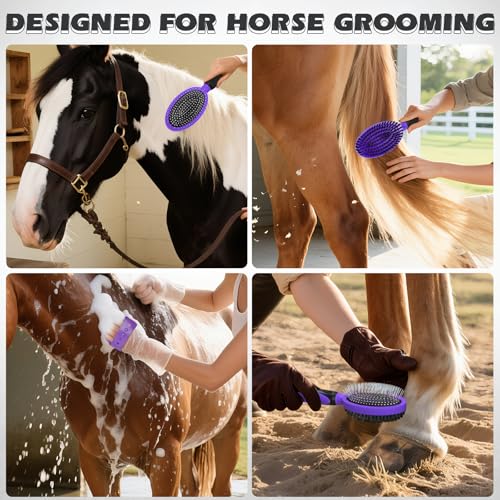 2PCS Pet Grooming Tools - Double-Sided Brush for Shedding and Bathing, Suitable for Short/Long Haired Dogs Cats and Horses, Deshedding Dog Brush, Mane & Tail Combs for Horses - Pet Supplies (Purple) - color: Purple