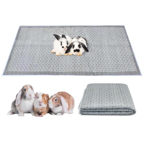 kathson Rabbit Cage Liners Washable 31"x78" Reusable Guinea Pig Cage Liner Soft Bunny Floor Mat Non-Slip Rabbit Rug Super Absorbent Bunny Carpet for Hamsters Ferrets All Small Animals - size: 31" x 78" - 1pcs