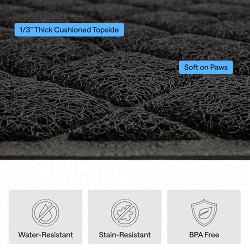 GORILLA GRIP Cat Litter Box Mat, Cushioned Coil Mesh Litter Trapping Mats, Scatter Control Supplies for Less Mess, Phthalate Free, Ultra Deep Catch Grooves, Rinse or Vacuum to Clean, 30x20 Black - color: Black, style: Medium (30" x 20")