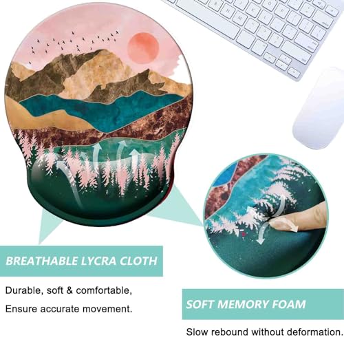 Mouse Pad with Wrist Support, Ergonomic Mouse Pad with Memory Foam Wrist Rest Cushion, Non-Slip Rubber Base Gaming Mice Pad for Home Office Computer Laptop, Sunrise - color: R-sunrise