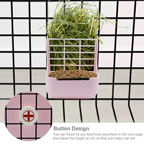 Litewoo Rabbit Hay Feeder Food Bowl Feeding Rack for Small Animal Guinea Pig Chinchilla Bunny Cage Accessories | Bunny food bowl & hay rack, durable plastic, chew-resistant, for small animal/chinchilla/cage, 5.9x6.7x7.09in, easy to clean - color: Pink