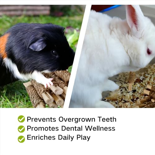 15pcs Rabbits Chew Toy,Sweet Bamboo Chew Stick for Small Animals | Natural Seagrass Sweet Bamboo Chew Stick For Guinea Pigs Chinchillas Hamsters Rats, Bunny Cage Enrichment