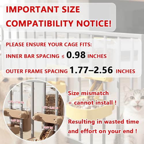 2-Pack Cage-Style Large Capacity Hanging Automatic Pet Feeder & Water Dispenser 50oz/1500ml,for Cages 0.98" Max Inner,1.77"-2.56" Outer,for Small/Medium Dogs, Cats, Rabbits & Guinea Pigs - color: Grey