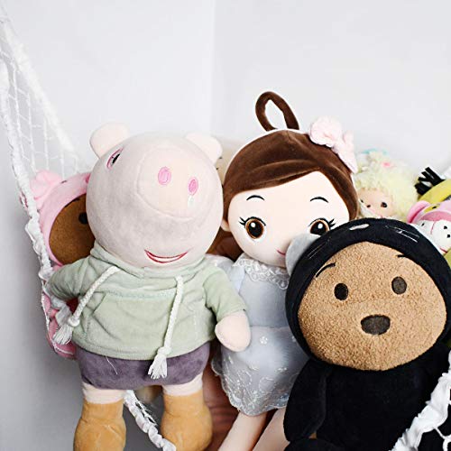 Hammock Mesh Toy Net Stuffed Animal Hammock Mesh Toys Net for Kids Jumbo Large Storage Mesh Net for Pet Corner Animal Hammock Stuffed Animals Wall Hanging Organizer Christmas Gift (White)