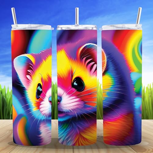 20 oz Insulated Double Wall Stainless Steel Tumbler with Spill Proof Lid and Reusable Straw, Water Bottle Coffee Cup Travel Mug, Pet Lover Mustela Mustelid Ferret (Ferret1) - color: Ferret1