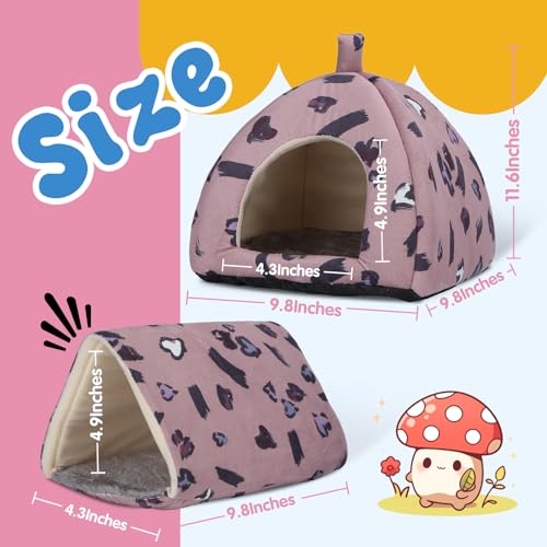 2-Pack Guinea Pig Hideout with Tunnel, Warm Lightweight Small Animal Bed, Easy to Clean Guinea Pig Bed for Rabbits Hamsters Chinchillas - color: PinkHeart