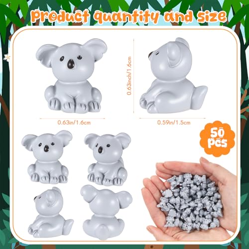 Geelin 50 Pcs Mini Koala Figurines Bulk Koala Bear Birthday Party Decor | Resin Animal Figures, for Hiding Games, Koala Bear Birthday Gifts, Miniature Collection Figure, Fairy Garden Dollhouse - style: Koala