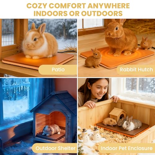 Small Animal Heating Pad, Small Animal Bed, Outdoor/Indoor Winter Thermal Heating Pad for Rabbits, Guinea Pigs & Chickens, Waterproof & Chew-Resistant, Energy-Efficient (S:11.8" x 8.2“) - size: S:11.8" x 8.2“
