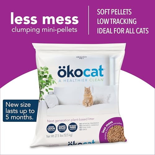 ökocat Low Tracking Natural Wood Clumping Cat Litter, Odor Control 27.5 Lbs - size: XL, style: Less Mess