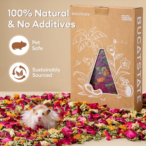 BUCATSTATE 5L Natural Flower & Hamster Bedding | Soft Natural Bedding for Hamster Enrichment for Small Pets & Dwarf Syrian Hamsters, Gerbils, Mice