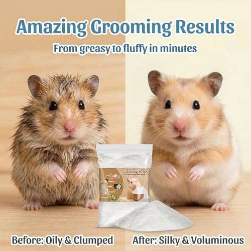 Sukh 47OZ Hamster Sand Bath - White Fine Silica Sand, Hamster Soft Cleaning | Sand Bath for Hamster, Guinea Pig, Rabbit, Chinchilla, Gerbil, Syrian Mice, Squirrel, Small Pet Cage Bedding Accessories - size: 47 OZ