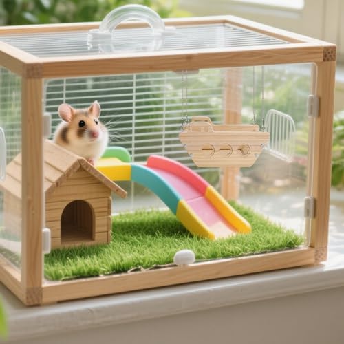 Chinchilla Bed Hanging,Natural Wood Chinchillas Toy Hammock for Cage Swing,ooden Toys and Cage Accessories, Indoor Chinchilla Habitat.