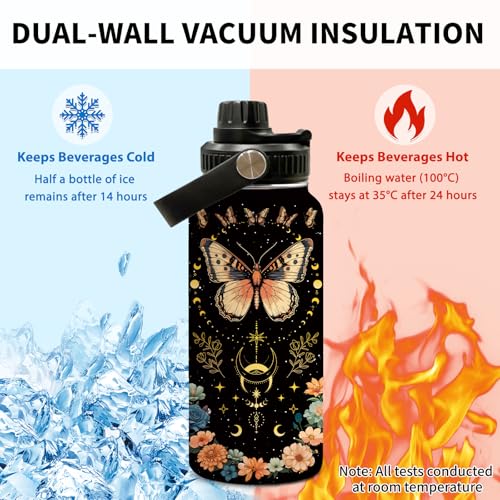 Butterfly 32oz Water Bottle, Leak-proof Bottle,Stainless Steel Cup | 32oz Insulated Sport Tumbler, with Handle & Lid Reusable Mug, Christmas Birthday Gift for Butterfly Lover - color: Butterfly1