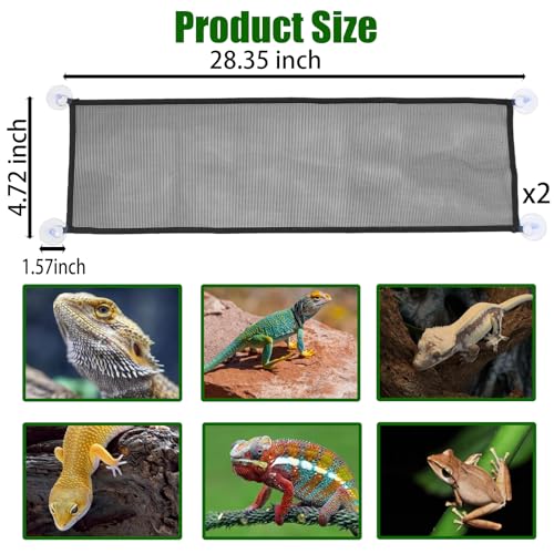 2 Pack Bearded Dragon Hammock,Breathable Mesh Collapsible Reptile Hammock Lounger Climbing Tank Accessories for Lizard Gecko Snakes Axolotls Chameleon (Black) - color: Black