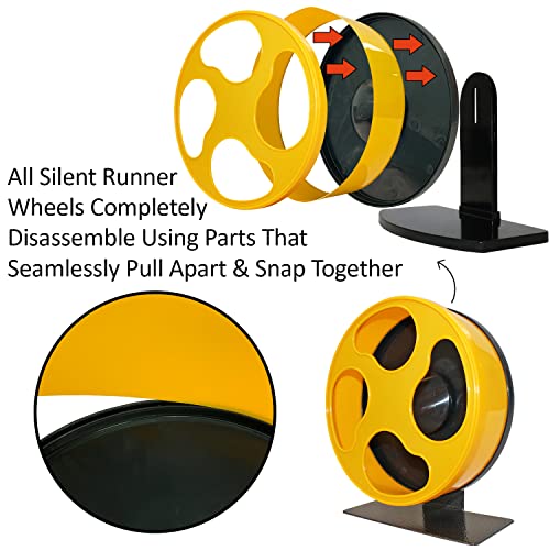 Silent Runner 9" - Wheel + Cage Attachment (NO Stand) - for Hamsters, Gerbils, Mice