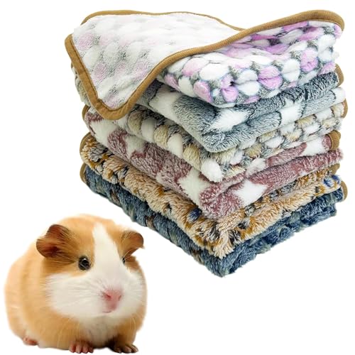 PINVNBY 6 PCS Guinea Pig Blankets Soft Fleece Bedding for Guinea Pigs Cage Washable & Reusable Small Animal Sleep Mat Pad for Hamster Ferret Chinchilla Hedgehog (24 x 16 Inch) - size: 24" x 16"(6 PCS)