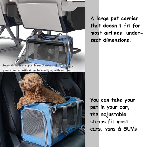 GAPZER Pet Carrier for Large and Medium Cat, Soft-Sided Pet Crate for Puppy | Dog Collapsible Travel Kennel Bag Privacy Protection, Big Kitty 20 pounds Carrying Cage Portable Home Outdoor Taxi Carseat - color: Blue