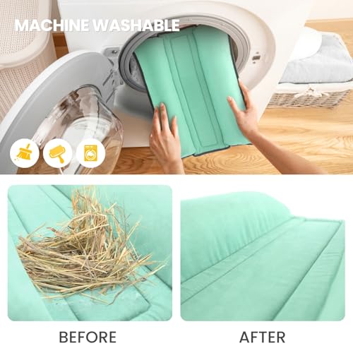 Rabbit Bed, Washable Bunny Pillow, Reversible Lounger Pad, Soft Small Animal Bedding, Stress Relief Pet Mat for Kittens, Guinea Pigs, Puppies - color: Light Green