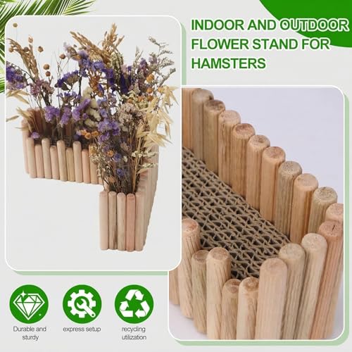 Hamster Cage Sprays Flower Foraging Holder - Natural Wood Feeding Stand, Small Pet Habitat Accessories for Hamsters Mouse Guinea Pig Dwarf Gerbils Syrian Mice (Plain - L Shape)