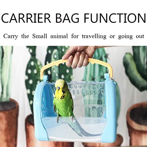 kathson Hamster Cage Travel Carrier Portable Cage with Water Bottle Outgoing Cage and Adjustable Strap Pet Cage for Small Pet Hedgehog Sugar Glider Squirrel Mice（Blue） - size: 9.8"L x 10.0"W x 7.3"H
