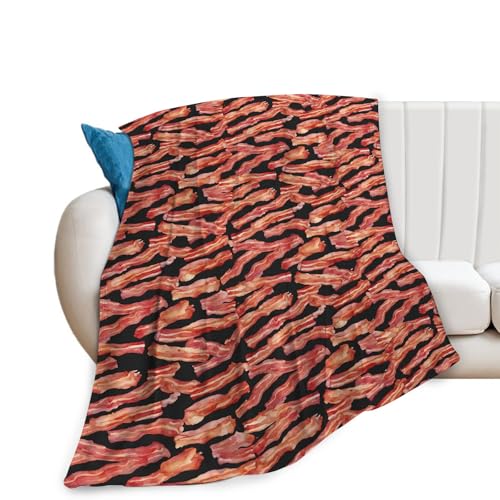 Funny Bacon Blanket, Food Throw Blankets, Meat Fuzzy Plush Blanket Ultra Soft for Bacon Lover Gift Kids Teens Women Men Girls Boys Stuff Decor for Home Bedding Sofas Couch Camping 80"X60" - color: Bacon, size: 80"x60"