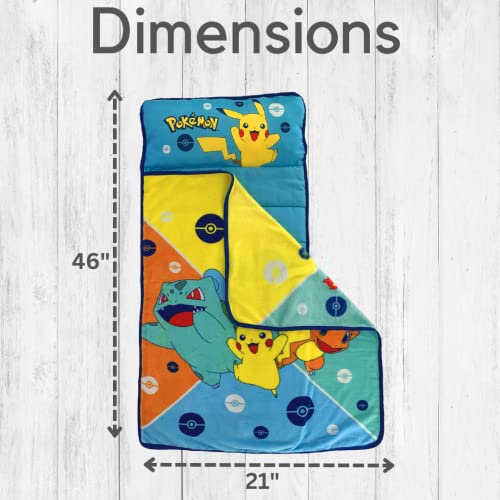 Pokémon Anime 24" X 45" Soft Toddler Nap Mat with Pillow and Blanket Perfect for Preschool, Daycare, and Travel (Official Licensed Product) by Franco - color: Pokemon