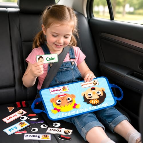 WATINC Travel Felt Board Story Set - Portable Felt Board Educational Birthday Gift for Boys Girls, Themed Storytelling Preschool Early Learning Interactive Play Kit for Toddlers (Emotional) - style: Emotional