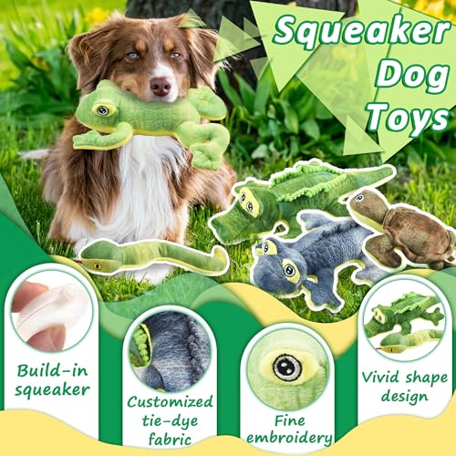 LECHONG Stuffed Animal Dog Toys, 5 Pack Tough Squeaky Dog Toys, Plush Toys Assortment, Great Value Pet Toys Bundle, Woodland Series Chew Toys for Large Medium and Small Dogs Puppy Pet Toys