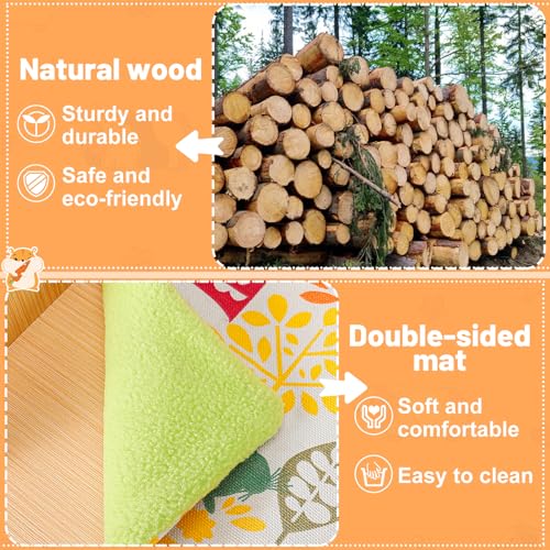 MEWTOGO Upgraded Sturdy Wooden Guinea Pig Castle with Stairs & Mat | Easy to Assemble, Sturdy, Playing Hiding House, for Hamsters Bunny Chinchillas Small Animals - size: Large