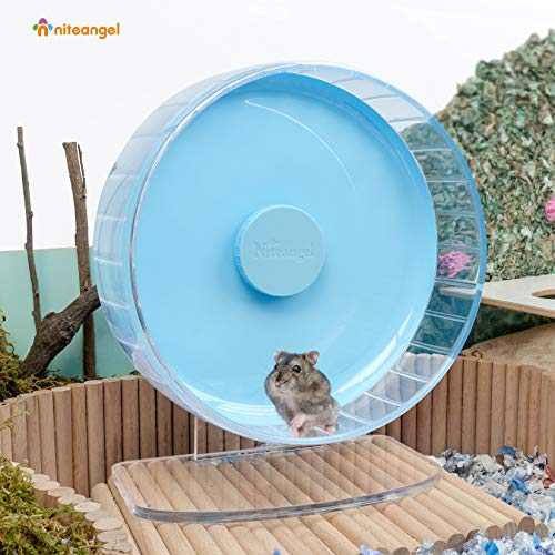 Niteangel Super-Silent Hamster Exercise Wheels: Quiet 10 inch Running Wheel | Can 10.6-13.4" Adjustable Height - No Bend Back Spinner Running for Dwarf Syrian Hamster Gerbils Mice Or Other Small Animal - color: Light Blue, size: Medium