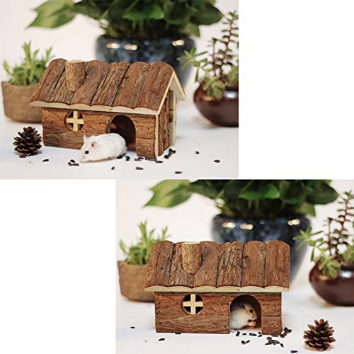 Hamster Wooden Hideout House Natural Pet Rats Climbing Play Hut Hideaway Room for Dwarf Hamster, Small Mouse, Rat,Gerbil and Other Pet Small Animals
