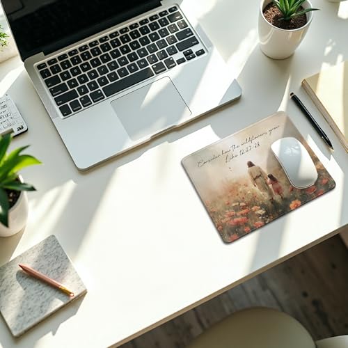 Christian Jesus Walking with Girl Mouse Pad, Christian Jesus Gifts Mouse Pads Mousepad for Desk Office Computers Laptop, Religious Office Supplies Desk Accessories, 9.5x7.9 Inch - color: 06Child