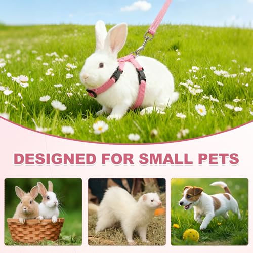 Rabbit Harness and Leash, Escape Proof Bunny Cat Leash Small Animal Harness Soft Adjustable Buckle(2Pcs, Yellow/Sky Blue) for Bunny Kitten Cats Puppies Walking Hiking Training - color: Yellow/Sky Blue