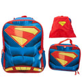 AI ACCESSORY INNOVATIONS Superman 2 Piece Backpack Set, Boys 16" Superhero School Bag with Detachable Cape, Lunch Box - color: Superman
