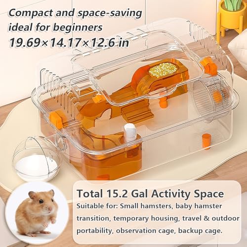 8-in-1 Dwarf Hamster Cage, No Assembly Full Transparent, Small Desktop/Breeding/Nursery Cage, 19.69×14.17×12.6 in,Fits Small Space/Kid’s Room, for Dwarf & Baby Hamsters - color: Blue, size: L