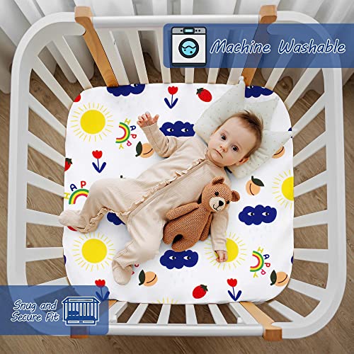 Cloele Square Playard/Playpen Baby Fitted Sheets, 36 X 36in, Rainbow | Perfect for Portable Playard 36x 36in Mattresses, Square Pack and Play Crib Sheets, Ultra Soft Microfiber, For Girls - color: Summer Rainbow, size: 36"x36"