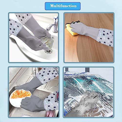 Pet Grooming Gloves Pet Hair Remover Cat, Dog Washing Gloves Silicone Heat Resistant Cleaning Gloves with High-Density Teeth Grooming Gloves for Dogs, Cats, Horses, Rabbits (1 Pair - Gray) - color: 1 Pair - Gray