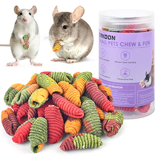 ERKOON Chinchilla Treats, Chew Toys for Teeth for Rabbit Guinea Pig Gerbil Rat Dwarf Hamster (Mixed-Large Size)