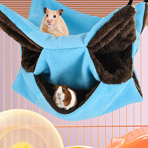 3 Tier Ferret Rat Hammock,Guinea Pig Cage Accessories,11.8x11.8Inches,Pet Cage Hanging Bunkbed Hammock for Small Animals,GuineaPig,Ferret,Kitten,Squirrel,Chinchilla,Rat,Parrot - color: cute blue
