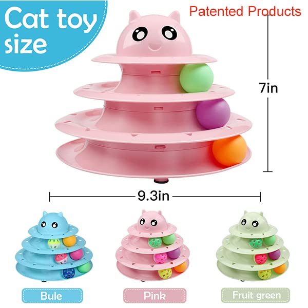 UPSKY 20 PCS Cat Toys Set with Teaser, Mice, Spring, and Various Ball Toys | Puzzle Kitten Toys, Sturdy Structure, Detachable Design, Easy to Assemble, Anti-Slip, Reduces Boredom for Indoor Cats - color: B-20PCS-Pink