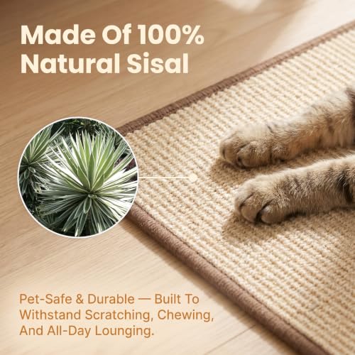 1 Pcs Natural Sisal Rabbit Scratching Pad, Bunny Mat & Chew Toy for Teeth Care & Nail Health, Cage Bedding for Indoor Rabbits, Guinea Pigs (16 x 12 Inches)