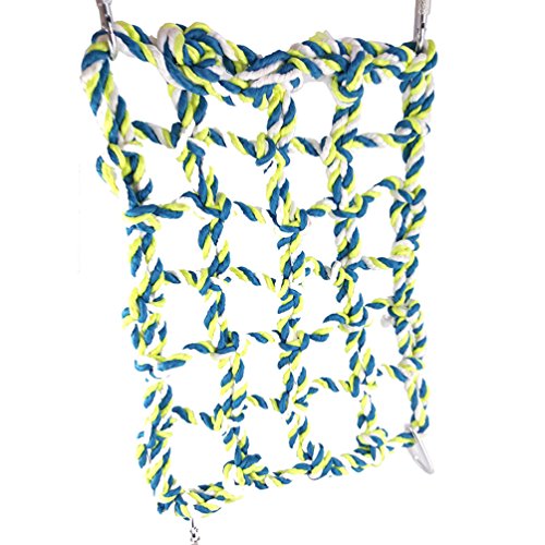 Litewoo Bird Climbing Cotton Rope Net Toy Grid Hammock for Parrot Rat Chinchilla Ferret Swing Thick Chew Rope Hammock Hanging Toys Cage Accessory (Small Size) - color: S: 7.87 x 11.02inch/ 20 x 28cm