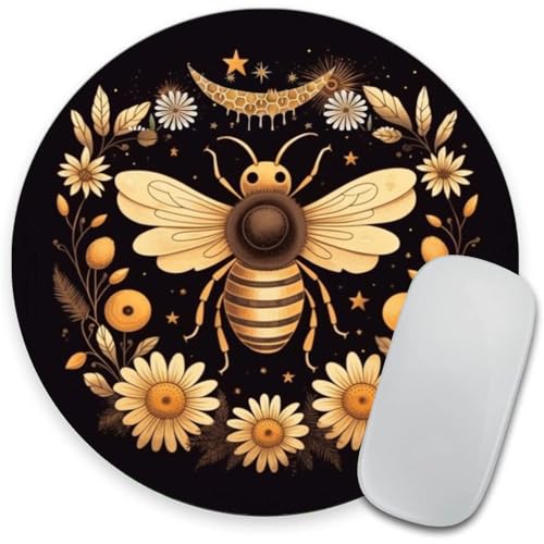 Bees Round Mouse pad Customized Mousepad Non-Slip Rubber Base Mouse Pads for Computers Laptop Office Desk Accessories Mouse pad - color: Bees