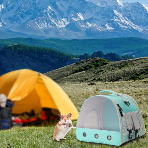 Breathable Guinea Pig Carrier Backpack with Nylon Mesh Window Portable Carrier for Guinea Pig, Bunny Bearded Dragon Bird Chinchilla Ferret Travel Outdoor - color: Green