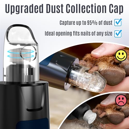 Casfuy New 6-Speed Dog Nail Grinder - 50% More Power Dog Nail Trimmers with 2 LED Lights Quiet 7h Running Time Electric Pet Nail Grinder File Toenail Grinder for Large Medium Small Dogs & Cats (DB) - color: Dark Blue