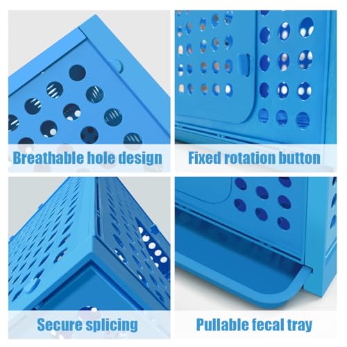 La La Pet Poultry Carrier Crate with 2 Side Doors Portable Seafood Breeding Box Detachable and Stackable Case Multifunctional Cage for Rabbits Guinea Pigs Chinchillas and Small Animals