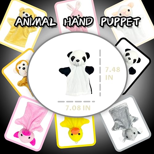 Panda Hand Puppets (1 Pack) for Toddlers and Kids Party Favors, Soft Stuffed Animals Finger Toy, Pre-School Pretend Play, Panda Hand Puppet Plush Toys for Home ＆ School Role Play, Goody Bags Filler - style: Panda