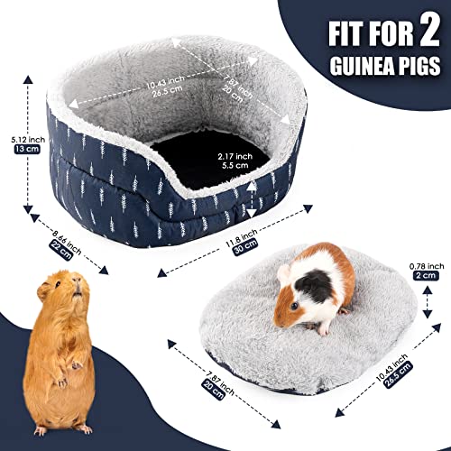 Guinea Pig Bed, Oval Cuddler, Removable Pad, Polyester, Ideal for Small Pets, Cuddle Cup Shape, Dark Blue, Leaf Pattern
