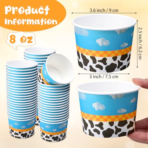 Jingmore 100 Pcs Ice Cream Paper Cups Bulk 8 oz Disposable Dessert Bowls for Hot or Cold Food Snack Treats Gift for Birthday Summer Party Favor Decoration(Cartoon) - style: Cartoon