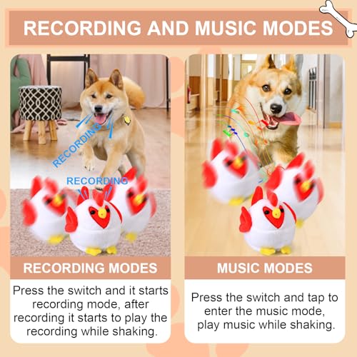 BABORUI Interactive Dog Toys Rooster, Jumping Squeaky Dog Toys with Recording and Music Modes, Rechargeable Moving Dog Chew Toys for Small/Medium/Large Dogs to Keep Them Busy(Rooster) - color: Rooster